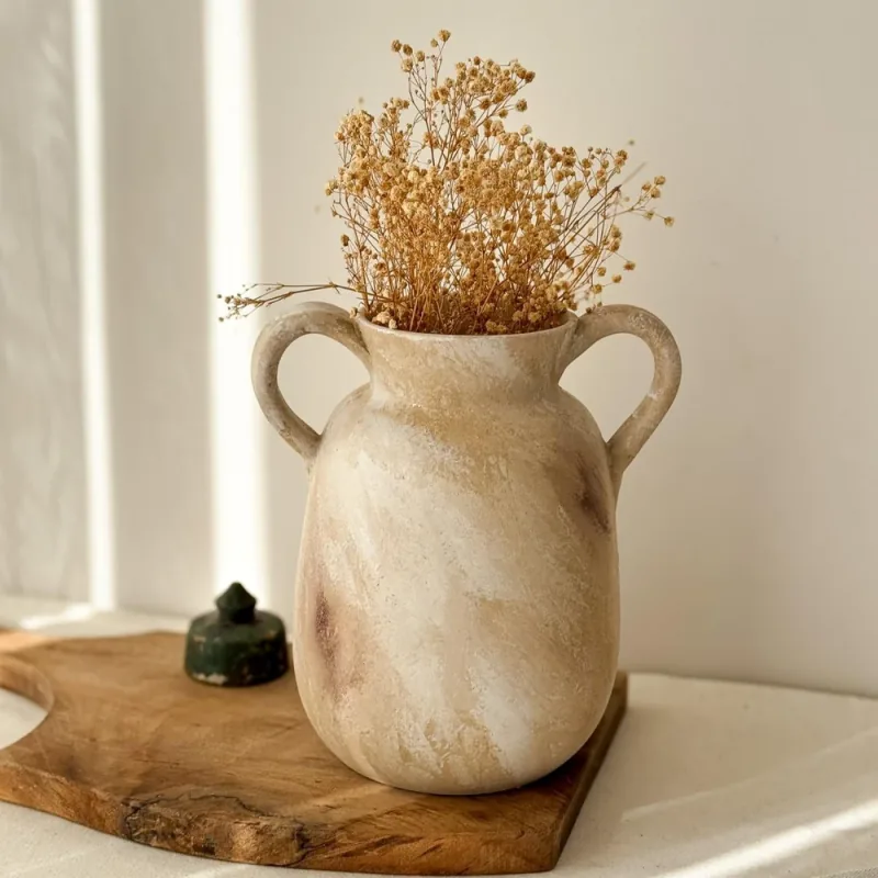 Rustic ceramic vase, full view