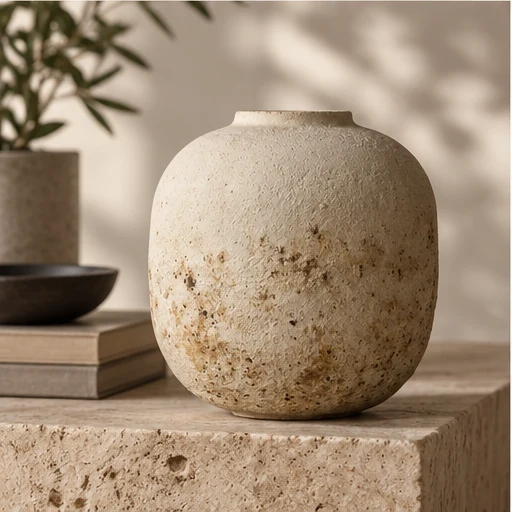 Textured stoneware vase, photo preview